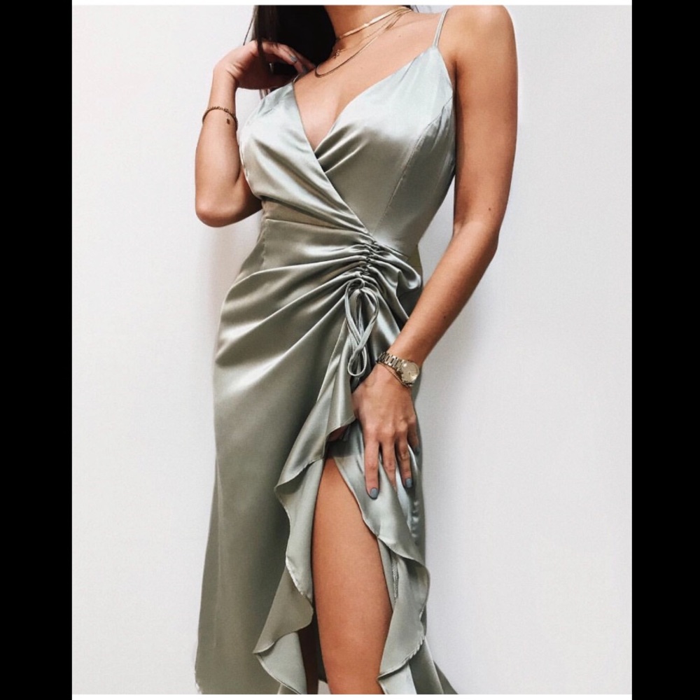 CAMI RUCHED MIDI DRESS